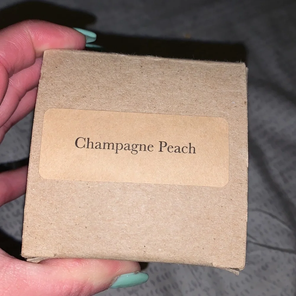Handcrafted soy candle in recycled wine bottle friendship Champagne Peach